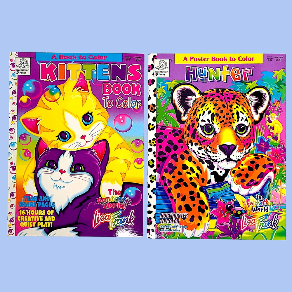 Y2K Lisa Frank Coloring Books Dalmation Press Kittens Hunter Poster Color Book